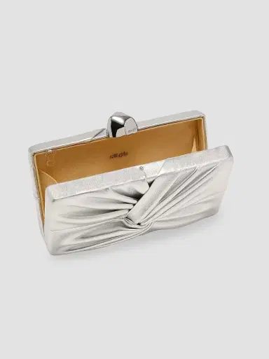 Cult Gaia Women's Lisse Metallic Leather Clutch - Silver | Thumbnail 4 Cult Gaia Women's Lisse Metallic Leather Clutch - Silver | Thumbnail 4