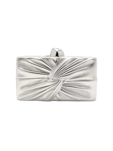 Cult Gaia Women's Lisse Metallic Leather Clutch - Silver | Thumbnail 1 Cult Gaia Women's Lisse Metallic Leather Clutch - Silver | Thumbnail 1