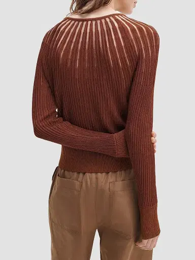 rag & bone Women's Aubrey Sheer Striped Cardigan - Rust - Size Medium | Thumbnail 5 rag & bone Women's Aubrey Sheer Striped Cardigan - Rust - Size Medium | Thumbnail 5