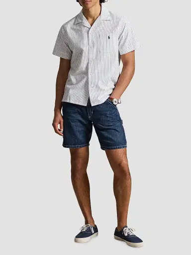 Polo Ralph Lauren Men's Classic-Fit Striped Oxford Camp Shirt - White Royal | Thumbnail 2 Polo Ralph Lauren Men's Classic-Fit Striped Oxford Camp Shirt - White Royal | Thumbnail 2
