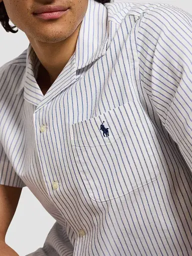 Polo Ralph Lauren Men's Classic-Fit Striped Oxford Camp Shirt - White Royal | Thumbnail 5 Polo Ralph Lauren Men's Classic-Fit Striped Oxford Camp Shirt - White Royal | Thumbnail 5