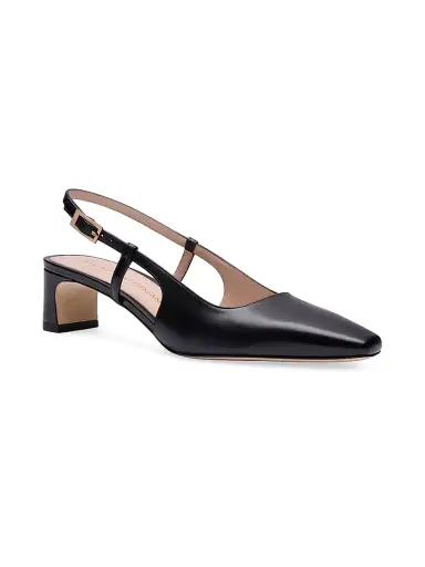 Stuart Weitzman Women's Baby Babette 40MM Leather Slingback Pumps - Black - Size 9.5 | Thumbnail 2 Stuart Weitzman Women's Baby Babette 40MM Leather Slingback Pumps - Black - Size 9.5 | Thumbnail 2