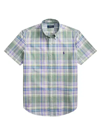 Polo Ralph Lauren Men's Classic-Fit Plaid Short-Sleeve Oxford Shirt - Faded Mint Lavender Multi | Thumbnail 1 Polo Ralph Lauren Men's Classic-Fit Plaid Short-Sleeve Oxford Shirt - Faded Mint Lavender Multi | Thumbnail 1
