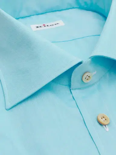 Kiton Men's Solid Cotton Classic-Fit Dress Shirt - Smurf Blue - Size 17 | Thumbnail 2 Kiton Men's Solid Cotton Classic-Fit Dress Shirt - Smurf Blue - Size 17 | Thumbnail 2
