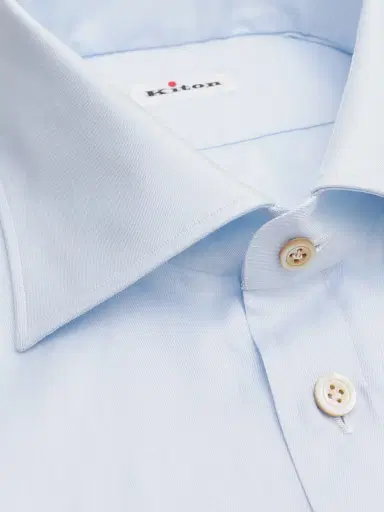 Kiton Men's Cotton Button-Front Shirt - Sky Blue | Thumbnail 2 Kiton Men's Cotton Button-Front Shirt - Sky Blue | Thumbnail 2