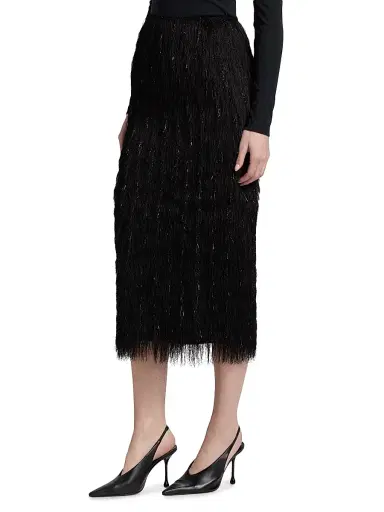 Lapointe Women's Metallic Fringe Midi-Skirt - Black - Size 14 | Thumbnail 4 Lapointe Women's Metallic Fringe Midi-Skirt - Black - Size 14 | Thumbnail 4