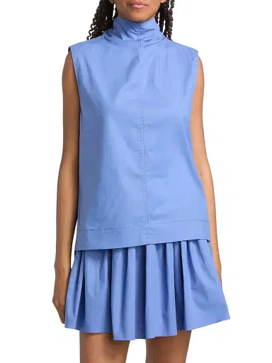 Brandon Maxwell Women's The Finn Cotton Sleeveless Top - French Blue - Size 8 | Thumbnail 3 Brandon Maxwell Women's The Finn Cotton Sleeveless Top - French Blue - Size 8 | Thumbnail 3