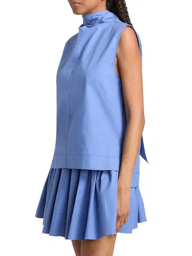 Brandon Maxwell Women's The Finn Cotton Sleeveless Top - French Blue - Size 8 | Thumbnail 4 Brandon Maxwell Women's The Finn Cotton Sleeveless Top - French Blue - Size 8 | Thumbnail 4