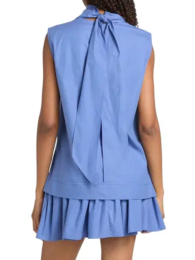 Brandon Maxwell Women's The Finn Cotton Sleeveless Top - French Blue - Size 8 | Thumbnail 5 Brandon Maxwell Women's The Finn Cotton Sleeveless Top - French Blue - Size 8 | Thumbnail 5