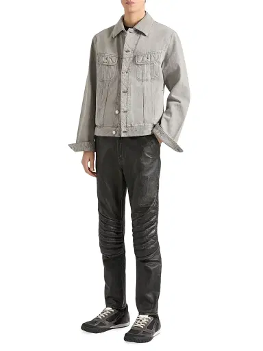 Givenchy Men's Jacket in Denim with Crease Effect - Cloud Grey | Thumbnail 2 Givenchy Men's Jacket in Denim with Crease Effect - Cloud Grey | Thumbnail 2