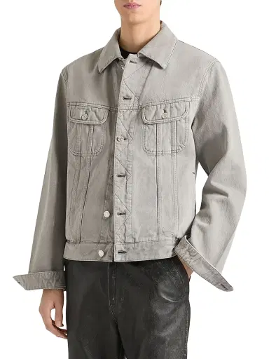 Givenchy Men's Jacket in Denim with Crease Effect - Cloud Grey | Thumbnail 3 Givenchy Men's Jacket in Denim with Crease Effect - Cloud Grey | Thumbnail 3