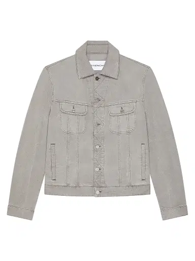 Givenchy Men's Jacket in Denim with Crease Effect - Cloud Grey | Thumbnail 1 Givenchy Men's Jacket in Denim with Crease Effect - Cloud Grey | Thumbnail 1
