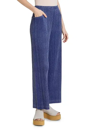 Pleats Please Issey Miyake Women's Denim-Look Plissé Pants - Navy - Size Large | Thumbnail 4 Pleats Please Issey Miyake Women's Denim-Look Plissé Pants - Navy - Size Large | Thumbnail 4