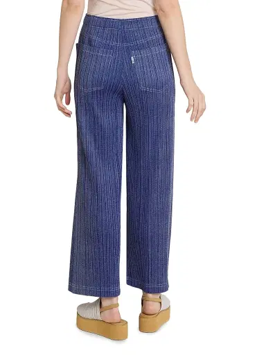 Pleats Please Issey Miyake Women's Denim-Look Plissé Pants - Navy - Size Large | Thumbnail 5 Pleats Please Issey Miyake Women's Denim-Look Plissé Pants - Navy - Size Large | Thumbnail 5