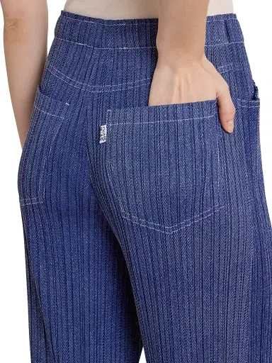 Pleats Please Issey Miyake Women's Denim-Look Plissé Pants - Navy - Size Large | Thumbnail 6 Pleats Please Issey Miyake Women's Denim-Look Plissé Pants - Navy - Size Large | Thumbnail 6