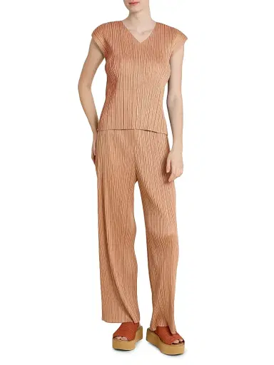 Pleats Please Issey Miyake Women's Monthly Colors: June Pleated Top - Pink Beige - Size Large | Thumbnail 2 Pleats Please Issey Miyake Women's Monthly Colors: June Pleated Top - Pink Beige - Size Large | Thumbnail 2