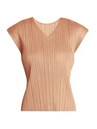Pleats Please Issey Miyake Women's Monthly Colors: June Pleated Top - Pink Beige - Size Large | Thumbnail 1 Pleats Please Issey Miyake Women's Monthly Colors: June Pleated Top - Pink Beige - Size Large | Thumbnail 1