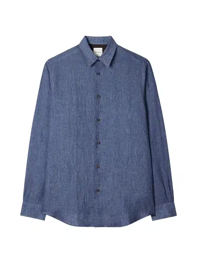 Paul Smith Men's Regular-Fit Linen Shirt - Indigo - Size XL | Thumbnail 1 Paul Smith Men's Regular-Fit Linen Shirt - Indigo - Size XL | Thumbnail 1