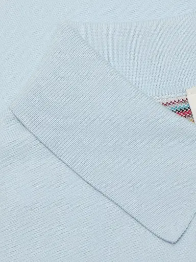 Paul Smith Men's Knit Cotton Polo Shirt - Light Blue | Thumbnail 7 Paul Smith Men's Knit Cotton Polo Shirt - Light Blue | Thumbnail 7