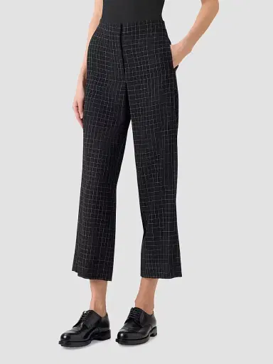 Akris punto Women's Marlon Broken Check Wide-Leg Pants - Black Cream - Size 16 | Thumbnail 2 Akris punto Women's Marlon Broken Check Wide-Leg Pants - Black Cream - Size 16 | Thumbnail 2