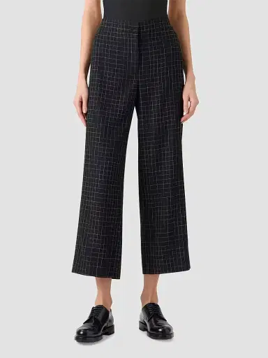 Akris punto Women's Marlon Broken Check Wide-Leg Pants - Black Cream - Size 16 | Thumbnail 4 Akris punto Women's Marlon Broken Check Wide-Leg Pants - Black Cream - Size 16 | Thumbnail 4