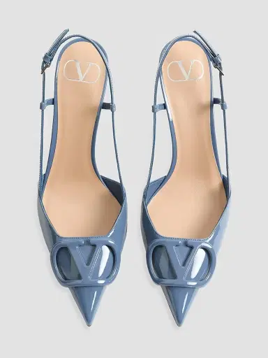 Valentino Garavani Women's VLogo Signature 80MM Patent Leather Slingback Pumps - Azure - Size 11.5 | Thumbnail 3 Valentino Garavani Women's VLogo Signature 80MM Patent Leather Slingback Pumps - Azure - Size 11.5 | Thumbnail 3
