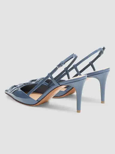 Valentino Garavani Women's VLogo Signature 80MM Patent Leather Slingback Pumps - Azure - Size 11.5 | Thumbnail 4 Valentino Garavani Women's VLogo Signature 80MM Patent Leather Slingback Pumps - Azure - Size 11.5 | Thumbnail 4