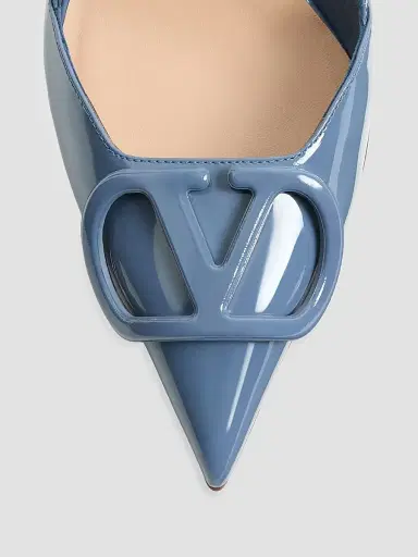 Valentino Garavani Women's VLogo Signature 80MM Patent Leather Slingback Pumps - Azure - Size 11.5 | Thumbnail 5 Valentino Garavani Women's VLogo Signature 80MM Patent Leather Slingback Pumps - Azure - Size 11.5 | Thumbnail 5