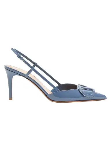 Valentino Garavani Women's VLogo Signature 80MM Patent Leather Slingback Pumps - Azure - Size 11.5 | Thumbnail 1 Valentino Garavani Women's VLogo Signature 80MM Patent Leather Slingback Pumps - Azure - Size 11.5 | Thumbnail 1