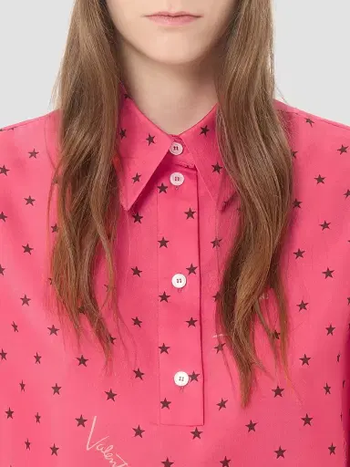 Valentino Garavani Women's Starry Signature Chemisier Dress in Stelline Twill | Thumbnail 6 Valentino Garavani Women's Starry Signature Chemisier Dress in Stelline Twill | Thumbnail 6