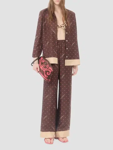 Valentino Garavani Women's Stelline Firma Starry Twill Shirt - Chocolate - Size 12 | Thumbnail 2 Valentino Garavani Women's Stelline Firma Starry Twill Shirt - Chocolate - Size 12 | Thumbnail 2