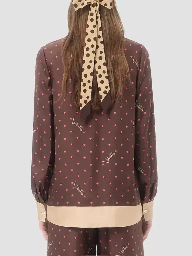 Valentino Garavani Women's Stelline Firma Starry Twill Shirt - Chocolate - Size 12 | Thumbnail 5 Valentino Garavani Women's Stelline Firma Starry Twill Shirt - Chocolate - Size 12 | Thumbnail 5