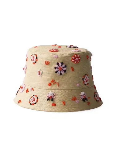 Prada Women's Embroidered Canvas Bucket Hat - Beige Khaki - Size Small | Thumbnail 1 Prada Women's Embroidered Canvas Bucket Hat - Beige Khaki - Size Small | Thumbnail 1