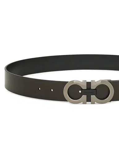 Ferragamo Men's Gancini Reversible Leather Belt - Brown Black | Thumbnail 4 Ferragamo Men's Gancini Reversible Leather Belt - Brown Black | Thumbnail 4