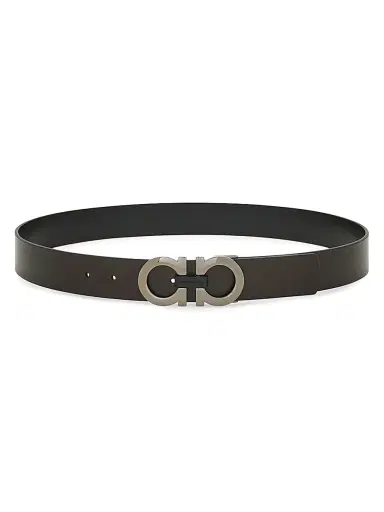 Ferragamo Men's Gancini Reversible Leather Belt - Brown Black | Thumbnail 1 Ferragamo Men's Gancini Reversible Leather Belt - Brown Black | Thumbnail 1