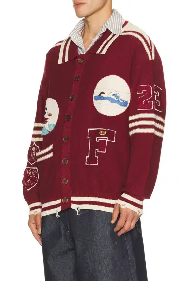 Found Varsity Patch Collared Cardigan | Thumbnail 2 Found Varsity Patch Collared Cardigan | Thumbnail 2