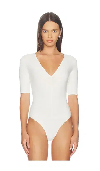 Fleur du Mal Organic Cotton Deep Plunge Bodysuit | Thumbnail 2 Fleur du Mal Organic Cotton Deep Plunge Bodysuit | Thumbnail 2