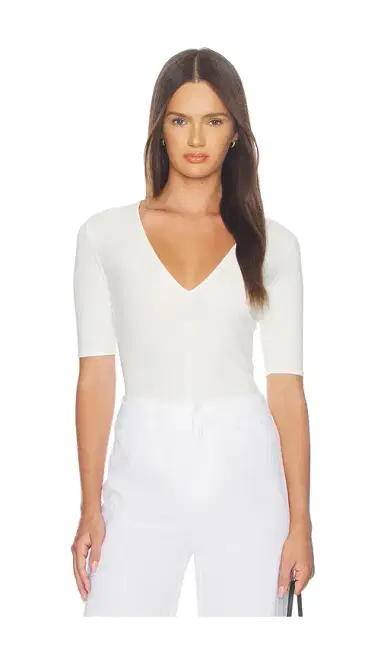 Fleur du Mal Organic Cotton Deep Plunge Bodysuit | Thumbnail 1 Fleur du Mal Organic Cotton Deep Plunge Bodysuit | Thumbnail 1