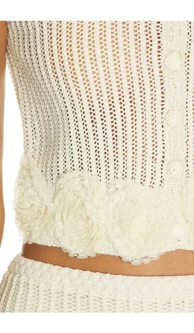 Self-Portrait Cream Crochet Flower Knit Top | Thumbnail 5 Self-Portrait Cream Crochet Flower Knit Top | Thumbnail 5