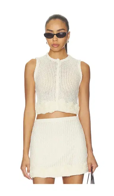 Self-Portrait Cream Crochet Flower Knit Top | Thumbnail 1 Self-Portrait Cream Crochet Flower Knit Top | Thumbnail 1