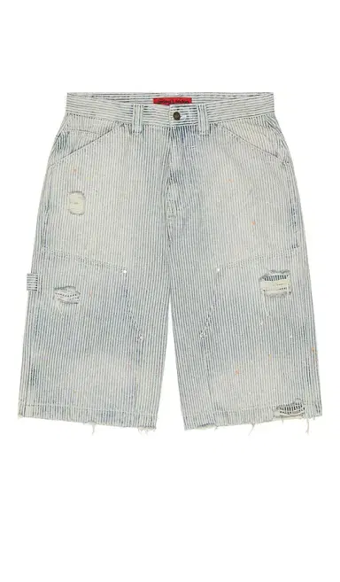 Jaded London Distressed Pinstripe Carpenter Jorts | Thumbnail 5 Jaded London Distressed Pinstripe Carpenter Jorts | Thumbnail 5