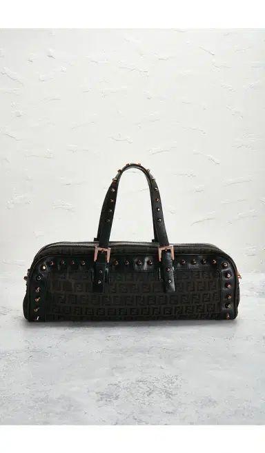 FWRD Renew Fendi Zucca Studded Barrel Shoulder Bag | Thumbnail 3 FWRD Renew Fendi Zucca Studded Barrel Shoulder Bag | Thumbnail 3