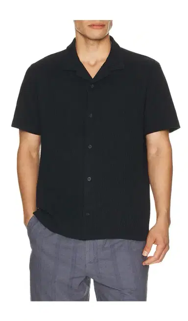 Vince Macro Waffle Short Sleeve Shirt Button Down Cabana | Thumbnail 1 Vince Macro Waffle Short Sleeve Shirt Button Down Cabana | Thumbnail 1