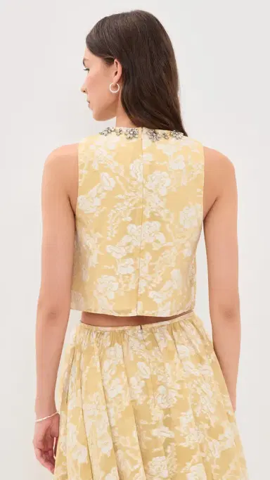 Cinq à Sept Organza Jacquard Barbara Top Ochre Muse/White S | Thumbnail 3 Cinq à Sept Organza Jacquard Barbara Top Ochre Muse/White S | Thumbnail 3