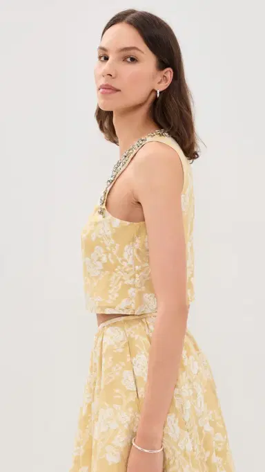 Cinq à Sept Organza Jacquard Barbara Top Ochre Muse/White S | Thumbnail 4 Cinq à Sept Organza Jacquard Barbara Top Ochre Muse/White S | Thumbnail 4