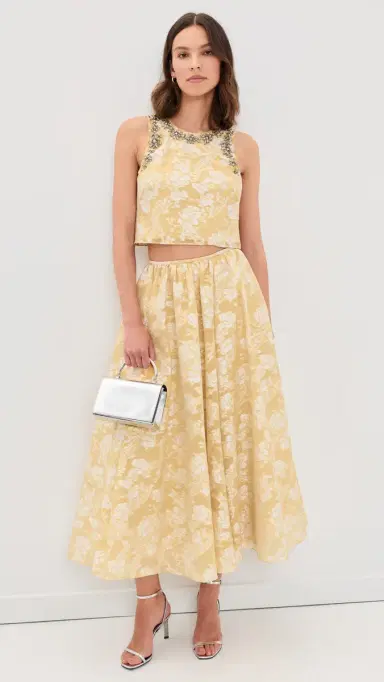 Cinq à Sept Organza Jacquard Barbara Top Ochre Muse/White S | Thumbnail 5 Cinq à Sept Organza Jacquard Barbara Top Ochre Muse/White S | Thumbnail 5