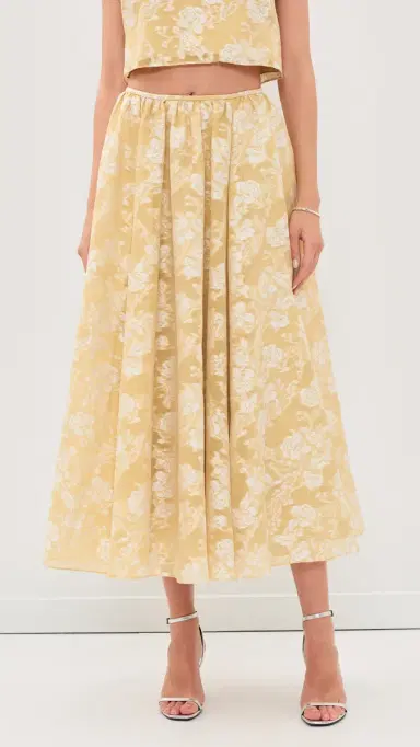 Cinq à Sept Organza Jacquard Ruth Skirt Ochre Muse/White | Thumbnail 2 Cinq à Sept Organza Jacquard Ruth Skirt Ochre Muse/White | Thumbnail 2