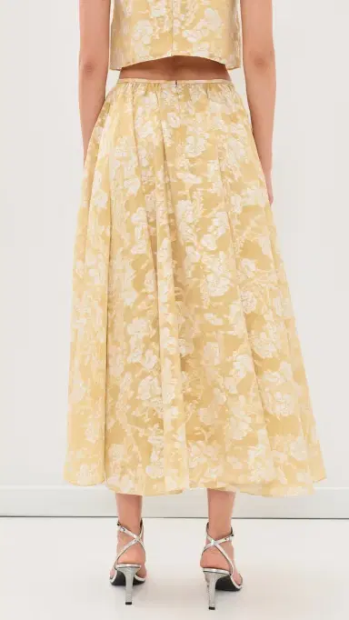 Cinq à Sept Organza Jacquard Ruth Skirt Ochre Muse/White | Thumbnail 3 Cinq à Sept Organza Jacquard Ruth Skirt Ochre Muse/White | Thumbnail 3
