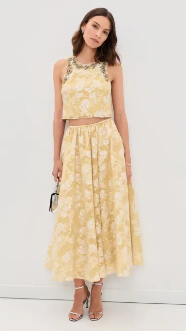 Cinq à Sept Organza Jacquard Ruth Skirt Ochre Muse/White | Thumbnail 5 Cinq à Sept Organza Jacquard Ruth Skirt Ochre Muse/White | Thumbnail 5
