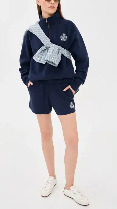 Sporty & Rich NY Crest Embroidered Disco Shorts Dark Navy | Thumbnail 5 Sporty & Rich NY Crest Embroidered Disco Shorts Dark Navy | Thumbnail 5